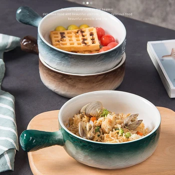 Ins в японски стил, креативна керамична купа с едно ухо, ориз и купа, индивидуалност, битова купа за супа, салатница, сирница, скандинавски посуда
