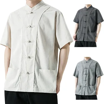 Мъжки обикновена риза с дълъг ръкав, памучен тениска с къси ръкави в стил ретро, мъжки тениски от E Couture, мъжки ризи с дълъг ръкав
