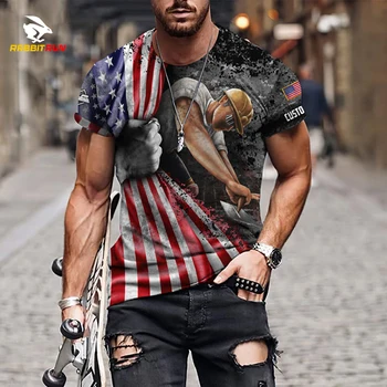 2023 Нови летни модни улични ежедневни мъжки тениски с 3D-принтом, върхове с бетонна модел, мъжки ризи с къс ръкав Оверсайз