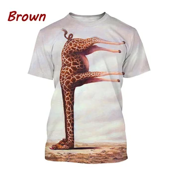 Лятна тениска с хубав жирафа с 3D принтом, мъжка тениска с къс ръкав, модни потници, мъжки t-shirt, големи размери, висококачествена градинска облекло