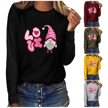 Скъпа женска тениска с графичен принтом на Свети Валентин, когато тениска, пролетен женски пуловер с дълги ръкави, потници 2023, свободна градинска облекло