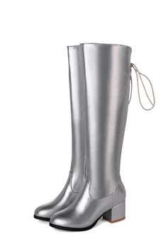 QPLYXCO/ топли зимни ботуши до коляното на меху, дамски зимни Обувки на висок ток със страничен цип, Дамски Обувки с високо качество, Размер 34-45 C19-25