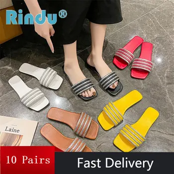 Rindu/ дамски обувки, дамски чехли, сандали на платформа, летните чехли, модерни улични блестящи кристали, в насипно състояние, R003