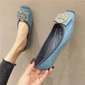 NewFas/2023; пролетно новост; корейска универсална дамски обувки на равна подметка; модни и ежедневни дамски обувки в голям размер, с квадратни пръсти и къси пръсти