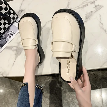 Обувки с големи пръсти в японски стил в стил ретро, обувки Мюлер на дебела подметка, новост 2022 г., модни обувки, дамски чехли, дамски чехли на платформа