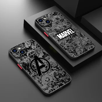 Marvel Spiderman Отмъстителите Калъф За Телефон Apple iPhone 15 14 13 12 11 XS Mini Pro Max 8 7 XR X Plus Матиран Прозрачен Калъф