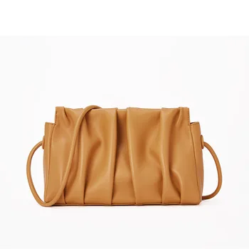 Дамска чанта с рюшами, висококачествена и луксозна марка чанта, чанти през рамо от мека волска кожа, за жени, чанта за рамо