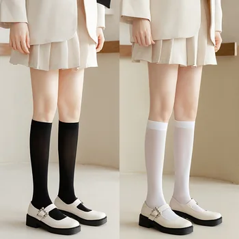 Японски дълги чорапи JK Basic в стил колеж, Летни тънки чорапи, чорапогащи за ученици, Черно-бели чорапи, Чорапи за cosplay