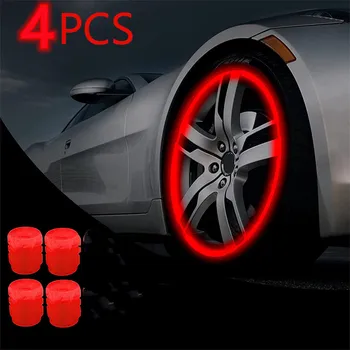 Светещи капачки за вентили, флуоресцентно червено нощен светлинен автомобил за автомобил Fiat 500 grande punto, panda