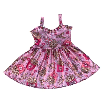 Търговия на едро с Лятна рокля-комбинация принцеси, розови рокли за момичета с принтом картофи Картофи, детски Дрехи