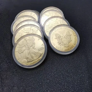 11шт Възпоменателни монети на САЩ от чисто злато, 1 унция 999 проба от Съединените Щати Свобода Орел В Бог, на когото можем да вярваме, Сувенирни Подаръци