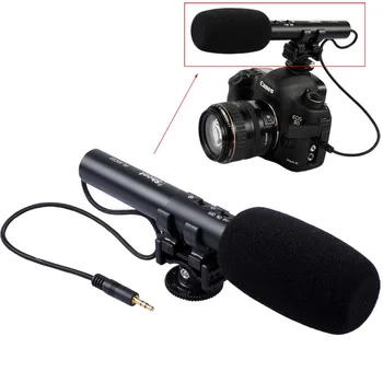 Стереомикрофон DC/DV, специален микрофон с аудиоразъемом 3,5 мм, съвместим с цифров фотоапарат Canon, Nikon и видео камера
