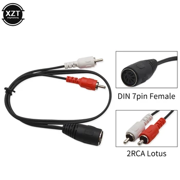 7pin до 2RCA Lotus Din кабел-адаптер 7P DIN женски на 2 RCA мъжки Старомоден аудио оборудване кабел-адаптер за високоговорители 0,5 м/1м1.5m