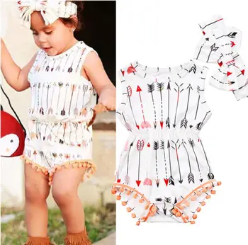 Летни детски дрехи, сладки комплекти дрехи за малките момичета нов стил, памучен облекло със стрелки,, за момиченца