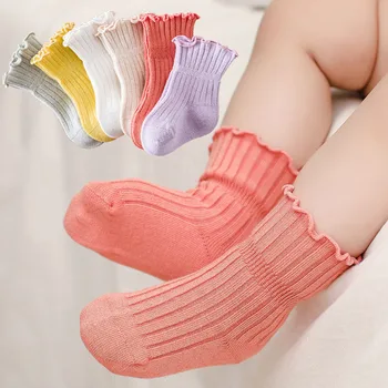 Меки еластични чорапи за новородено, есен-зима, обикновена чорапи за малки момчета и момичета, аксесоари за бебета 0-24 месеца