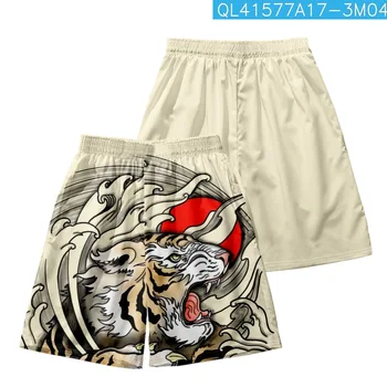 Шорти с принтом японски Тигър, Летни мъжки къси Панталони, градинска дрехи, ежедневни панталони за фитнес, Плажни шорти за бягане