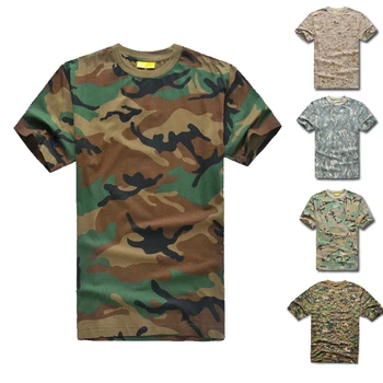 Градинска бойна риза, памучен тениска с къс ръкав, тактически военен костюм, камуфлаж, кръгъл отвор, дишаща тениска за еърсофт оръжия, мъжки