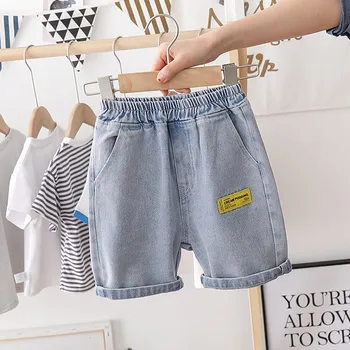 Дънкови шорти, нови детски летни тънки пиратски шорти в корейски стил, модни петия панталони за момчета, модни детски дрехи
