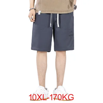 10XL 170 кг ежедневни панталони летни свободни стрейчевые пятиточечные панталони мъжки шарени плетени обикновена спортни панталони, къси панталони за мъже 9XL