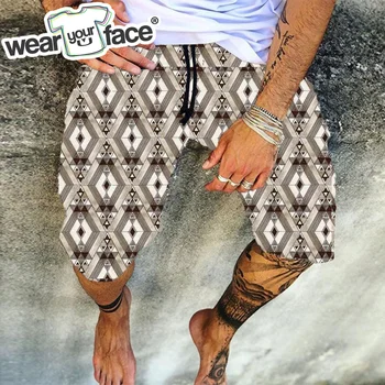 Летни къси панталони с 3D принтом във формата на диамант, модерни плажни мъжки бермуди, ежедневни кратки домашни къси панталони-карго унисекс, Директна доставка