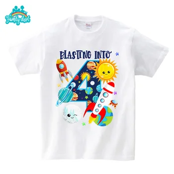 Alien Planet/един и същ дрехи за семейството, бяла детска тениска, риза за рождения ден на астронавти, космическа парти, дрехи за момчета, летни дрехи