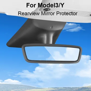 За Tesla, модел 3 Y 2023 аксесоари за интериора на защитно покритие на огледалото за обратно виждане силиконова декоративна рамка бяло и розово защитна лента